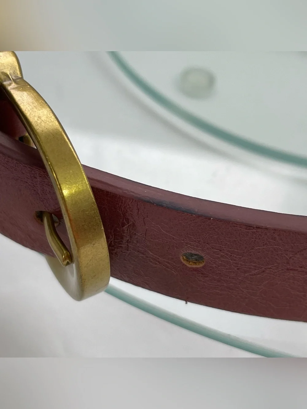 Women's Deep Berry Vegan Leather Belt with‎ Gold-Tone Buckle
